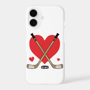 Women's Girls Love Heart Hockey Sticks iPhone 17 Case