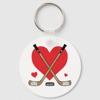 Women's Girls Love Heart Hockey Sticks Keychain