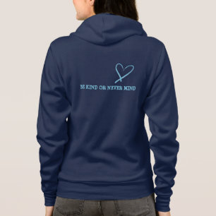 Women's /Girls Navy Zip Hoodie W/ "Be Kind" Print