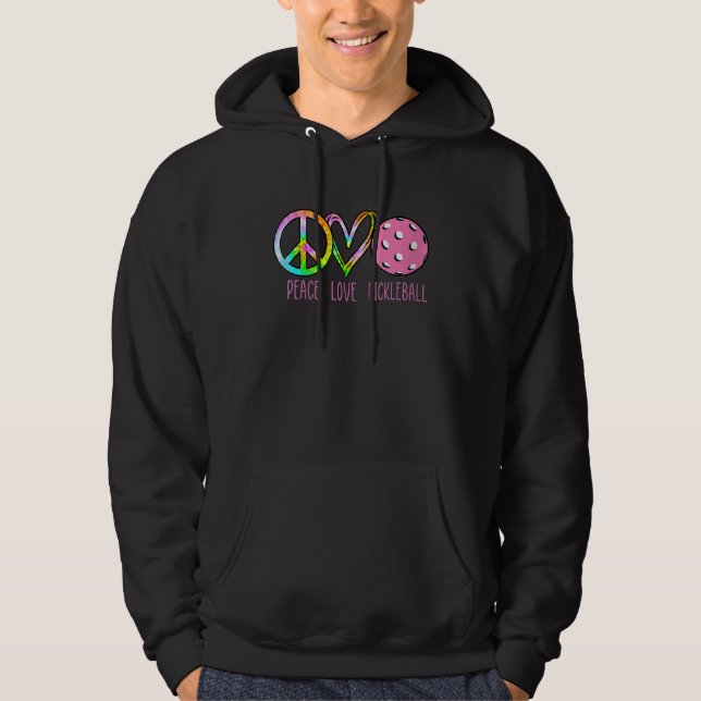 Womens Girls Pickleball Retired Ladies Peace Love  Hoodie (Front)