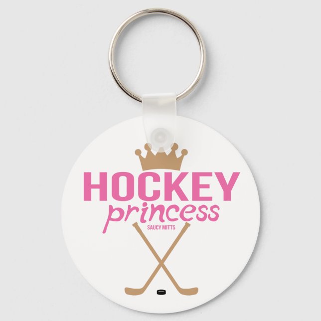 Women's Girls Pink Hockey Princess Sticks Keychain (Front)