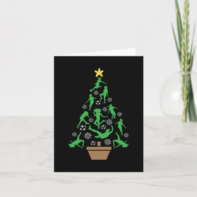 Women's Girls Soccer Christmas Tree Card (Front)