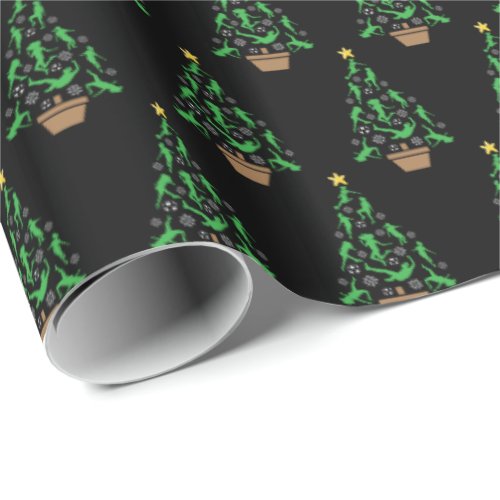 Womens Girls Soccer Christmas Tree Wrapping Paper