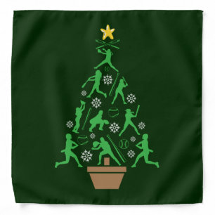 Women's Girls Softball Christmas Tree Bandana
