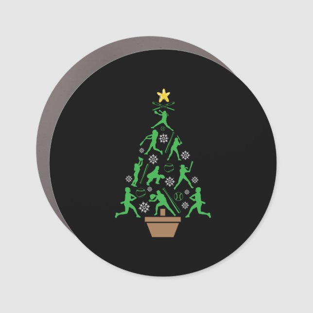 Women's Girls Softball Christmas Tree Car Magnet (Front)