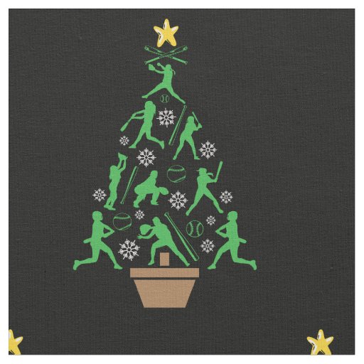 Women's Girls Softball Christmas Tree Fabric