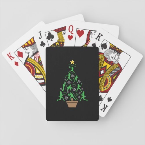 Womens Girls Softball Christmas Tree Poker Cards