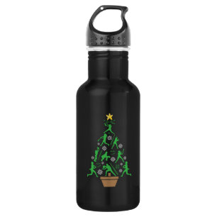 Women's Girls Softball Christmas Tree Stainless Steel Water Bottle