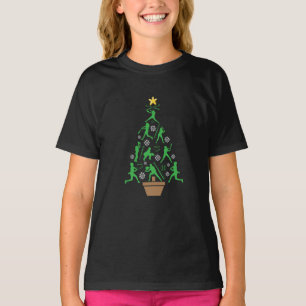 Women's Girls Softball Christmas Tree T-Shirt