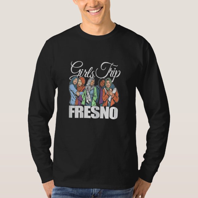 Womens Girls Trip Fresno   Melanin Bestie & Best F T-Shirt (Front)