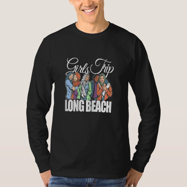 Womens Girls Trip Long Beach  Melanin Bestie & Bes T-Shirt (Front)