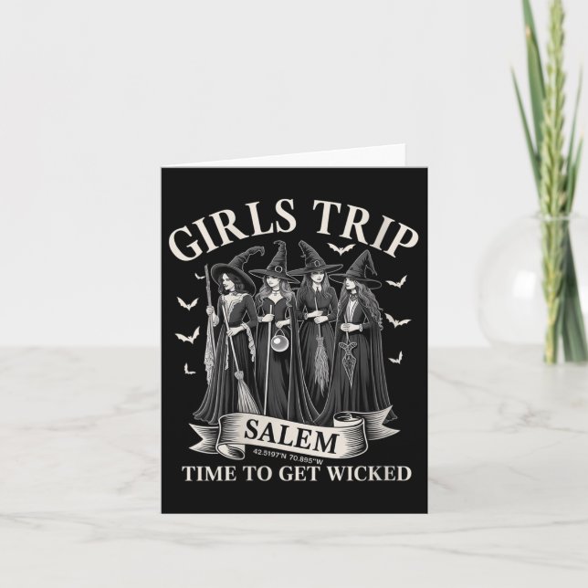 Womens Girls Trip Salem Time To Get Wicked Witchy  Card (Front)