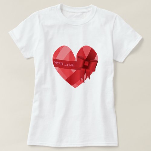 Womens Girls Valentines T_Shirt Red Heart Love