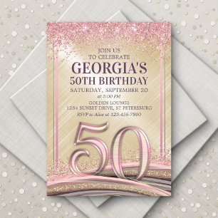 Womens Glam 50th Birthday Invitation