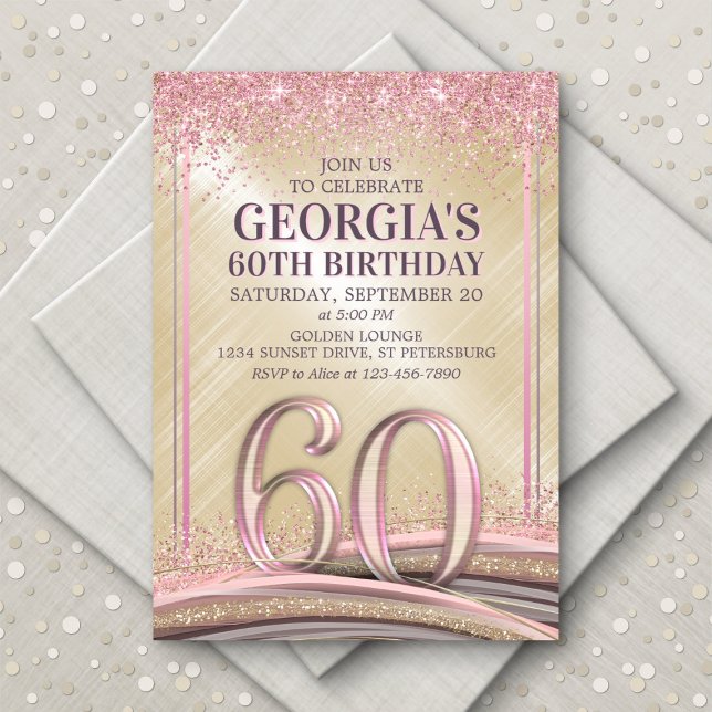 Womens Glam 60th Birthday Invitation (Creator Uploaded)