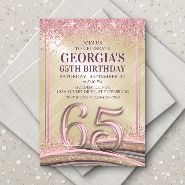 Womens Glam 65th Birthday Invitation (Creator Uploaded)
