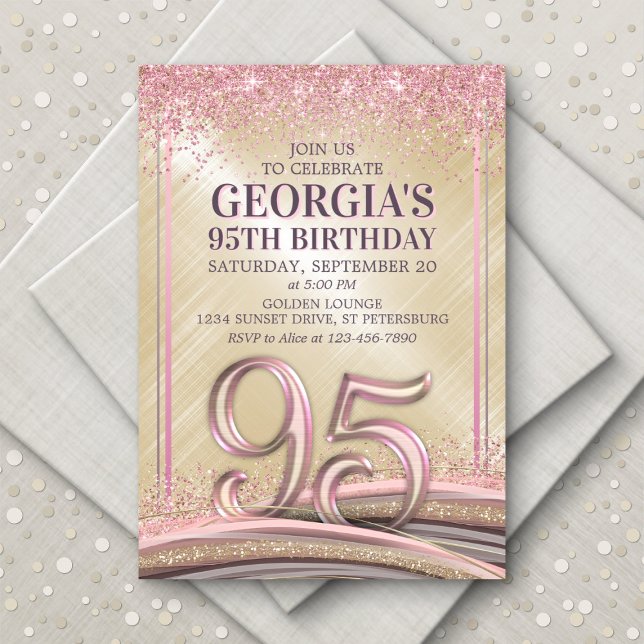 Womens Glam 95th Birthday Invitation (Creator Uploaded)