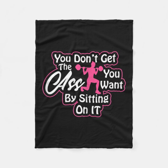 Womens Glutes Workout Day Insrational Motivational Fleece Blanket (Front)