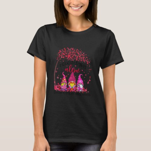 Womens Gnomes Nobody Fights Alone Breast Cancer T_Shirt