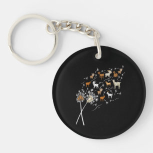 Womens Goats Funny Dandelion Wildflower Floral Goa Keychain