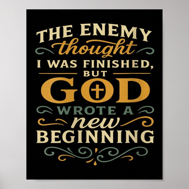 Womens God Wrote A New Beginning Faith Based Insra Poster (Front)