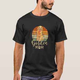 Womens Golden Mom Retro Sunset Golden Retriever  D T-Shirt