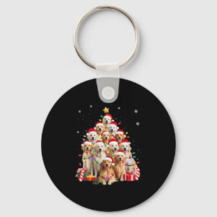 Womens Golden Retriever Christmas Tree Ornament De Keychain