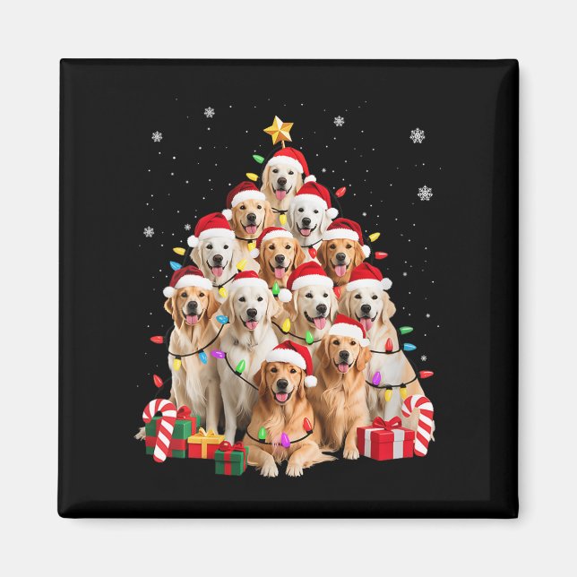 Womens Golden Retriever Christmas Tree Ornament De Magnet (Front)