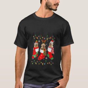 Womens Golden Retriever Dog Christmas Socks Santa T-Shirt