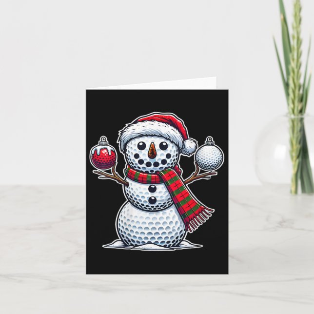 Womens Golf Ball Snowman Funny Merry Christmas Day Card (Front)