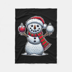 Womens Golf Ball Snowman Funny Merry Christmas Day Fleece Blanket