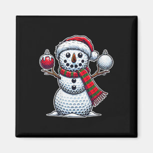 Womens Golf Ball Snowman Funny Merry Christmas Day Magnet