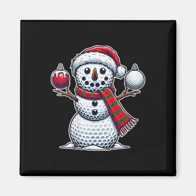 Womens Golf Ball Snowman Funny Merry Christmas Day Magnet (Front)