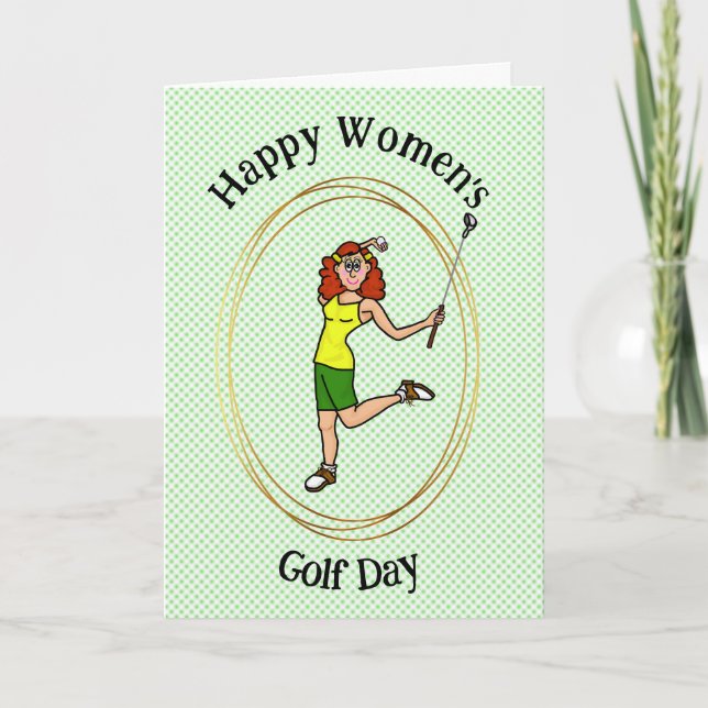 Women's Golf Day Card - Red Haired Woman Golfer (Front)