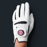 Women's golf gloves with monogram ball marker coin<br><div class="desc">Custom monogram white golf gloves for men and women. Personalized accessories with stylish ball marker coin. Trendy monogrammed golfer gift idea for him or her. Elegant script typography template for name and initial letter. Classy golfing presents for men and women. Change color from pink to any other color. Cute ladies...</div>
