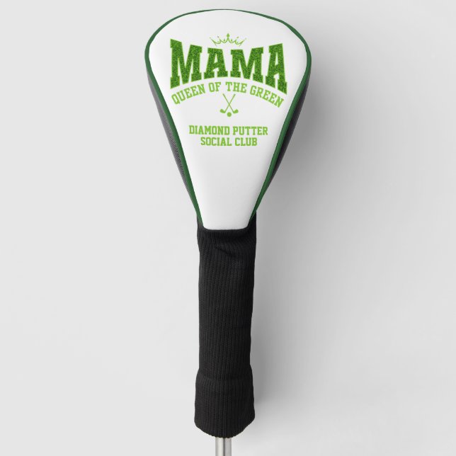 Women's Golf MAMA QUEEN OF THE GREEN Custom Golf Head Cover (Front)