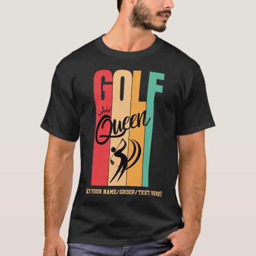 Womens GOLF QUEEN Vintage Colors Custom Name T_Shirt