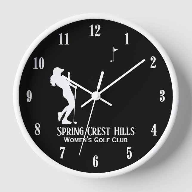 Women's Golf Two Lines Personal Black Clock (Front)