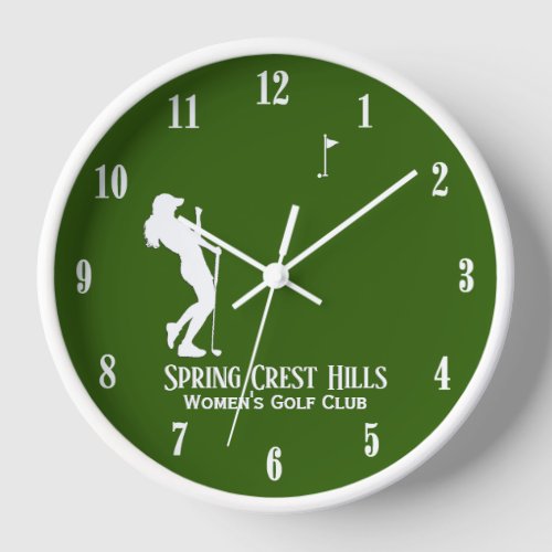 Womens Golf Two Lines Personal Text Clock