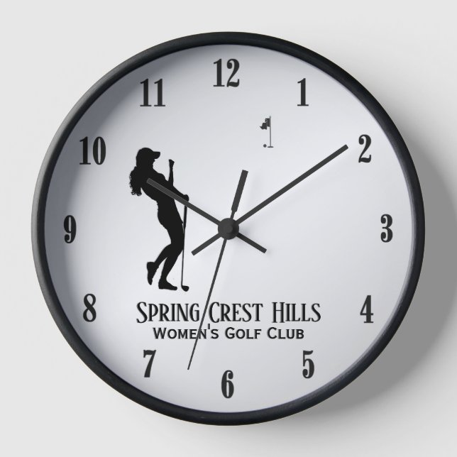 Women's Golf Two Lines Personal Text Clock (Front)
