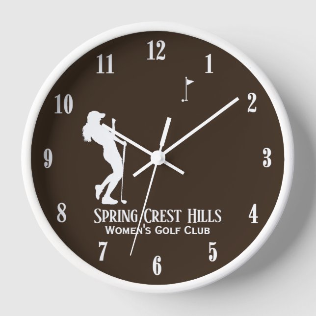 Women's Golf Two Lines Personal Umber Clock (Front)