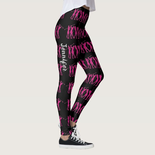 Women's Golfing Leggings Ladies Black Custom Pants (Right)