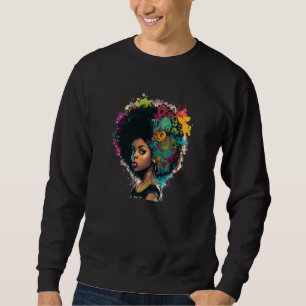 Womens Graffiti Afro Black Women African American  Sweatshirt