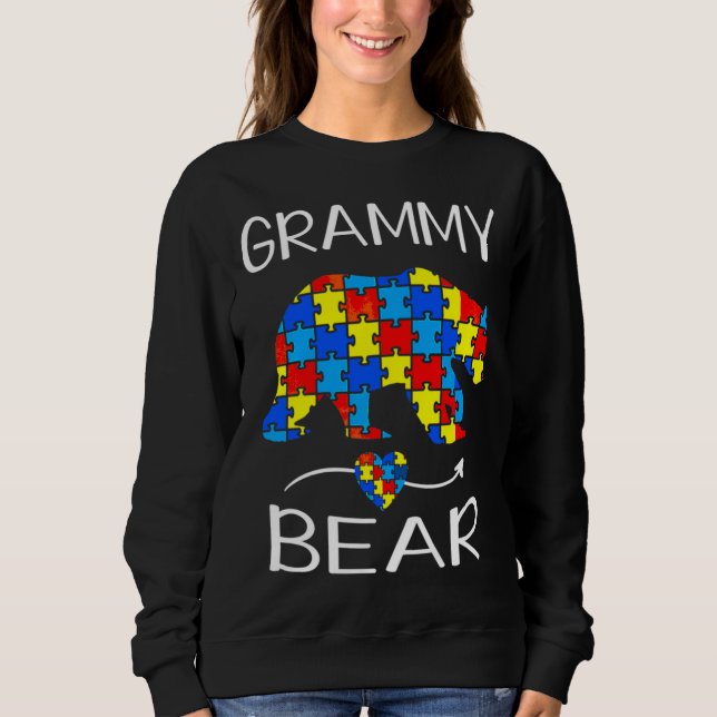 Womens Grammy Bear Autism Awareness Love Support A Sweatshirt (Front)