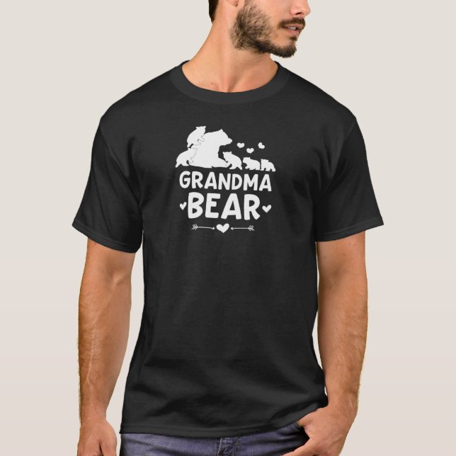 Womens Grandma Bear With Baby Cubs Heart Arrow Gra T-Shirt (Front)