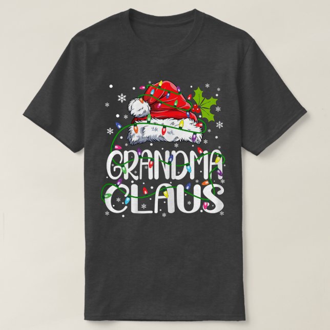 Womens Grandma Claus  Christmas Lights Pajama Fami T-Shirt (Design Front)