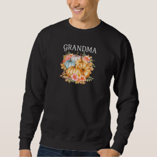 Womens Grandma Colorful Pumpkins Fall Autumn Flowe Sweatshirt