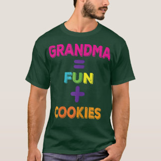 Womens Grandma Equals Fun Plus Cookies Funny Grand T-Shirt