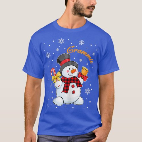Womens Grandma Grammie Snowman Candy Cane Christma T_Shirt