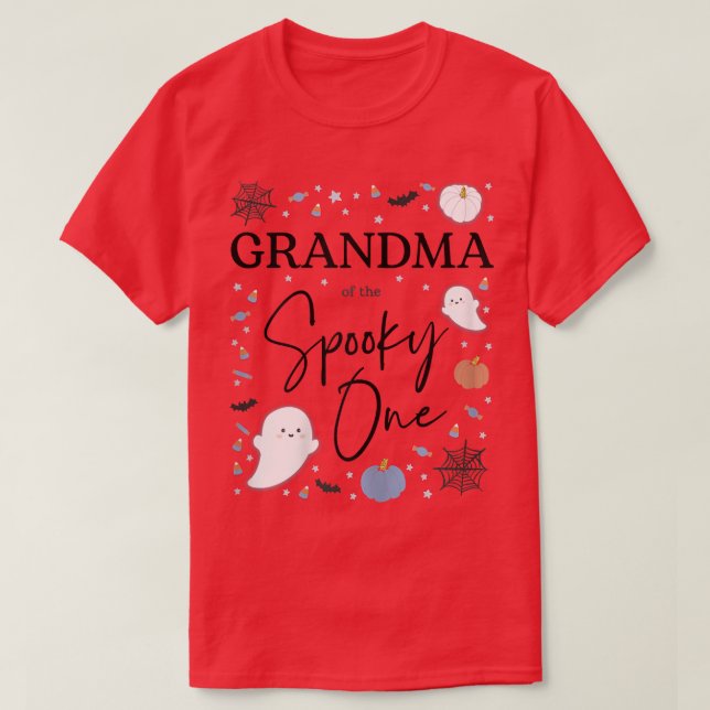 Womens Grandma of the Spooky One First Birthday Bo T-Shirt (Design Front)
